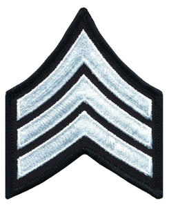 SGT Chevrons, White/Black, 3" Wide, Patch