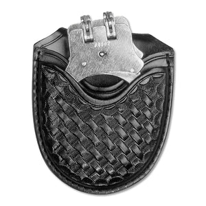 Basketweave Leather Open SIngle Cuff Case